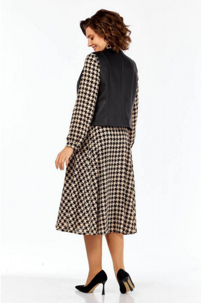 Жилет, платье Милора-стиль 1380 гусь-лапка+черный - фото 4