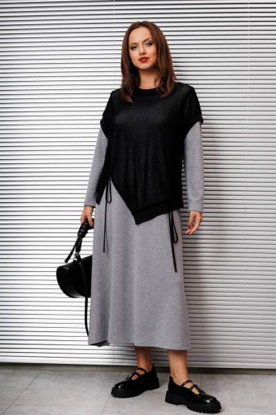 Жилет, платье INVITE 6118 серый/черный - фото 2