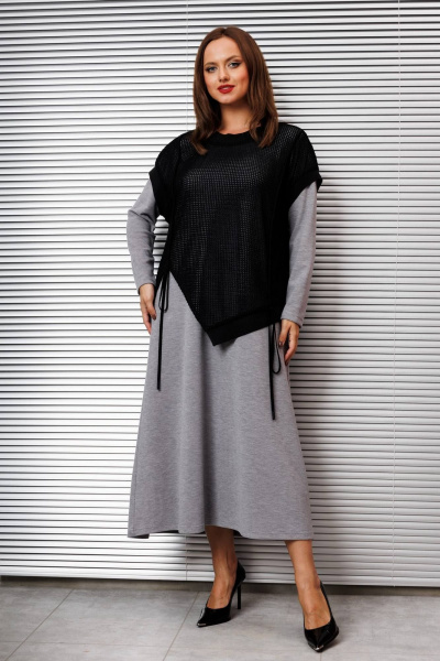 Жилет, платье INVITE 6118 серый/черный - фото 1