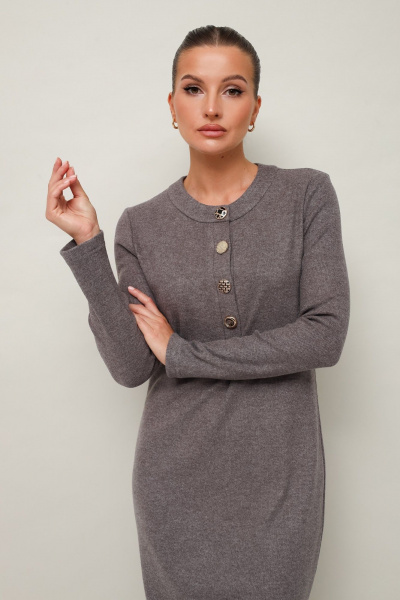 Стильное платье из трикотажного полотна с пуговицами PUR PUR 11-316/1 - фото 5
