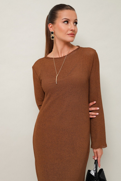 Длина миди из структурного трикотажа с лодочной горловиной PUR PUR 11-350 - фото 4