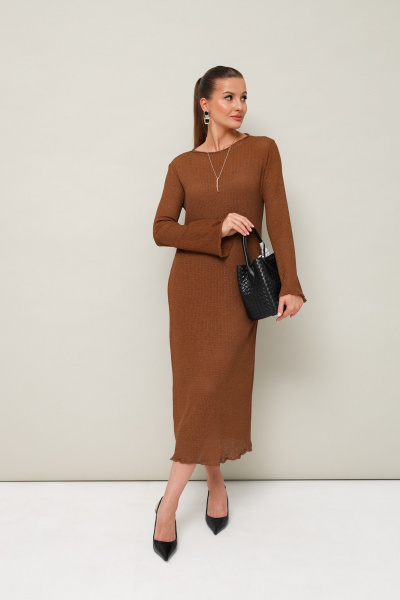 Длина миди из структурного трикотажа с лодочной горловиной PUR PUR 11-350 - фото 3