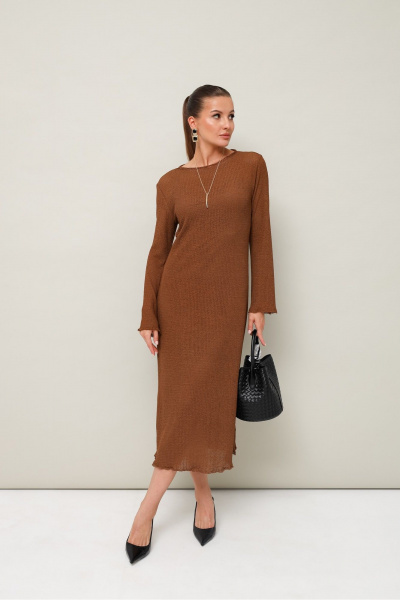 Длина миди из структурного трикотажа с лодочной горловиной PUR PUR 11-350 - фото 1