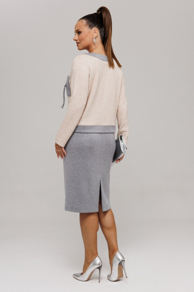 Джемпер, юбка Galean Style 993 серый_беж - фото 12