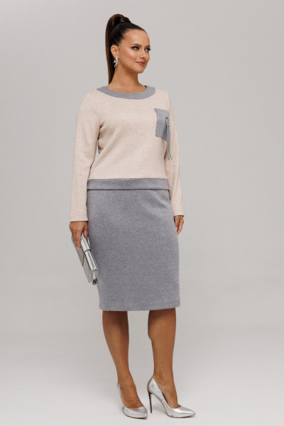 Джемпер, юбка Galean Style 993 серый_беж - фото 8