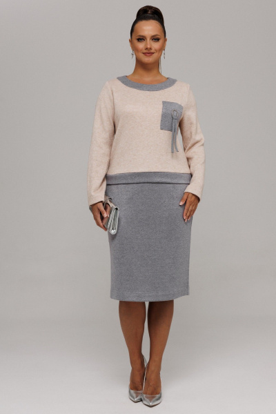 Джемпер, юбка Galean Style 993 серый_беж - фото 2