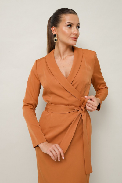 Платье-футляр с поясом и V-образным декольте PUR PUR 11-221 - фото 3