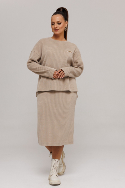Свитшот, юбка Galean Style 990 бежевый - фото 18
