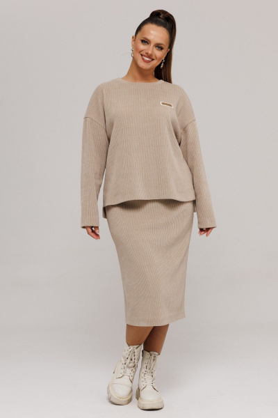 Свитшот, юбка Galean Style 990 бежевый - фото 17
