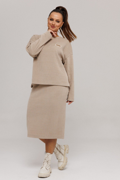Свитшот, юбка Galean Style 990 бежевый - фото 4