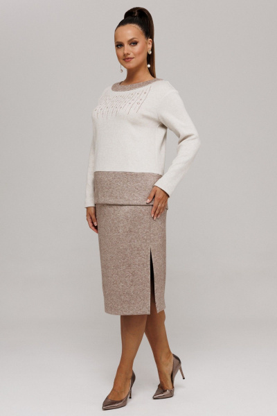 Джемпер, юбка Galean Style 994 бежевый_коричневый - фото 16