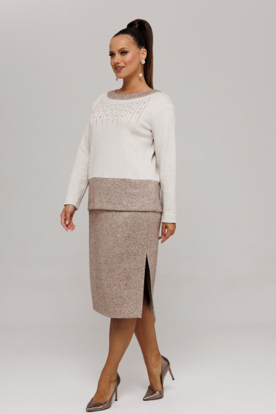 Джемпер, юбка Galean Style 994 бежевый_коричневый - фото 15