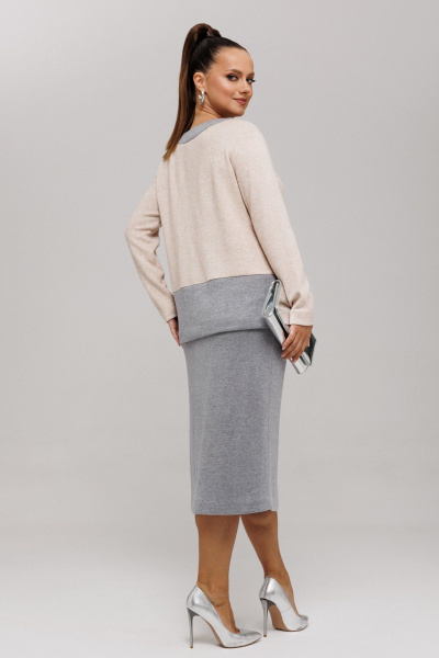Джемпер, юбка Galean Style 994 бежевый_серый - фото 17