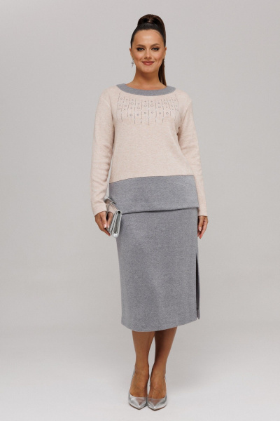 Джемпер, юбка Galean Style 994 бежевый_серый - фото 16
