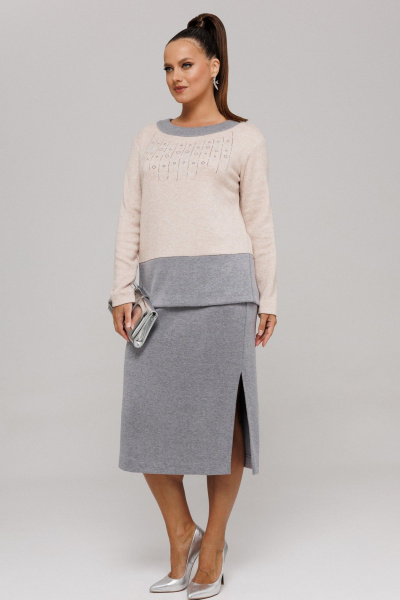Джемпер, юбка Galean Style 994 бежевый_серый - фото 15
