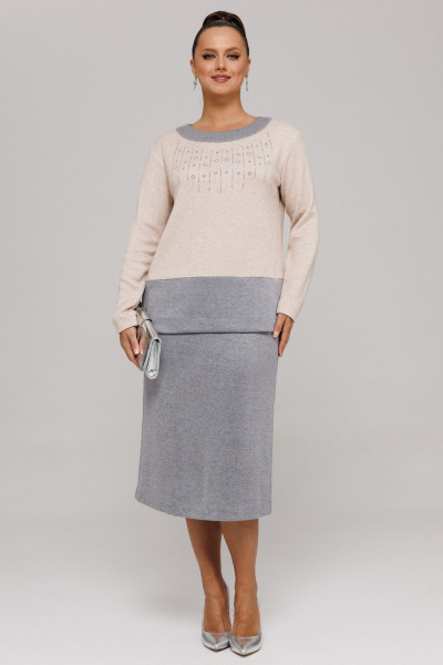 Джемпер, юбка Galean Style 994 бежевый_серый - фото 13