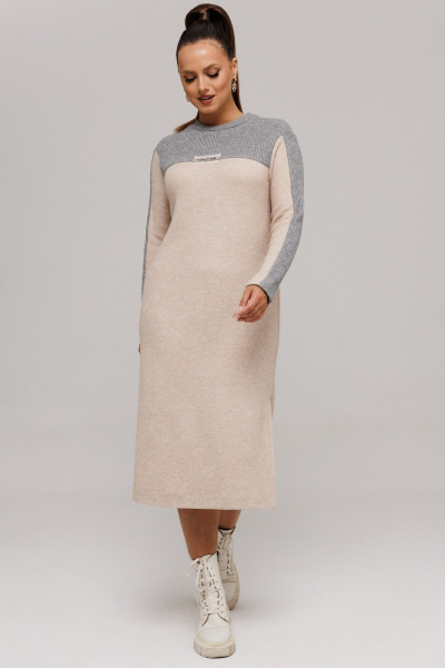 Платье Galean Style 995 бежевый_серый - фото 15