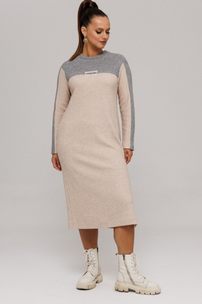 Платье Galean Style 995 бежевый_серый - фото 14