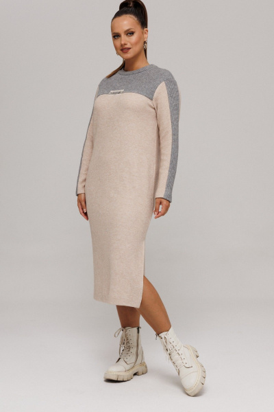 Платье Galean Style 995 бежевый_серый - фото 13