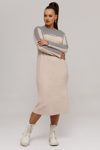 Платье Galean Style 995 бежевый_серый - фото 11