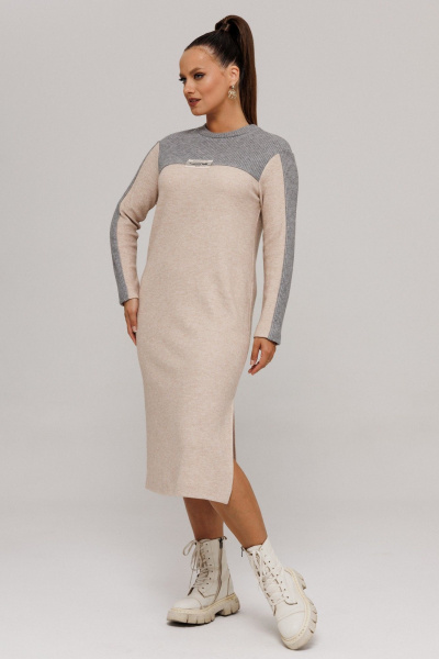 Платье Galean Style 995 бежевый_серый - фото 10