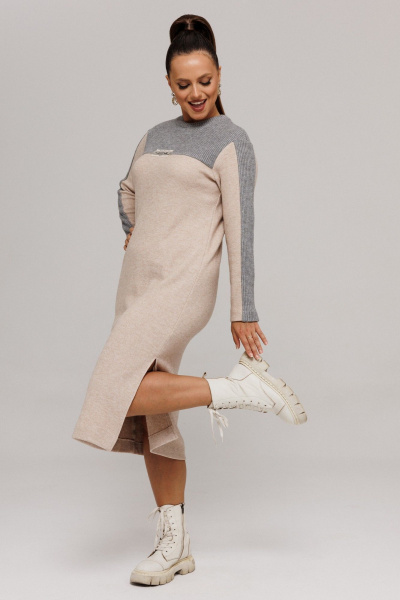 Платье Galean Style 995 бежевый_серый - фото 5
