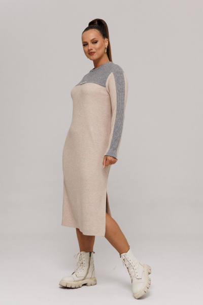 Платье Galean Style 995 бежевый_серый - фото 4