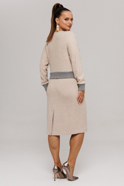 Джемпер, юбка Galean Style 996 бежевый_серый - фото 17