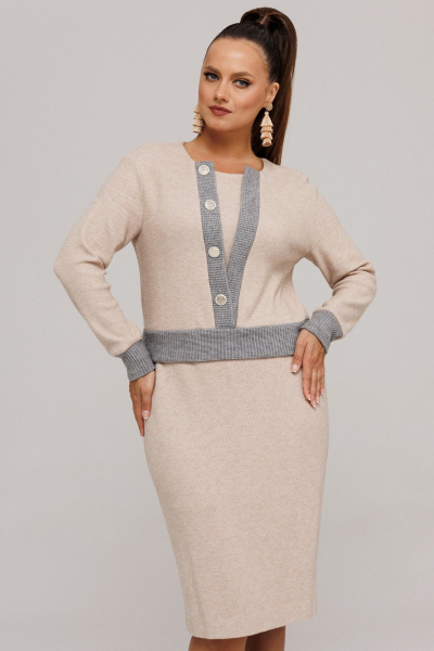 Джемпер, юбка Galean Style 996 бежевый_серый - фото 15