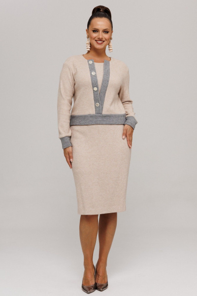 Джемпер, юбка Galean Style 996 бежевый_серый - фото 14