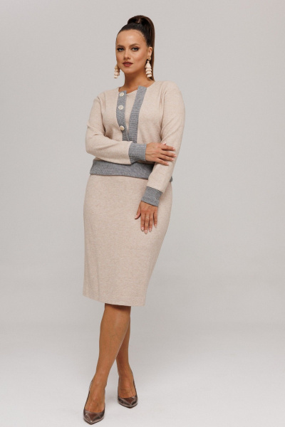 Джемпер, юбка Galean Style 996 бежевый_серый - фото 13