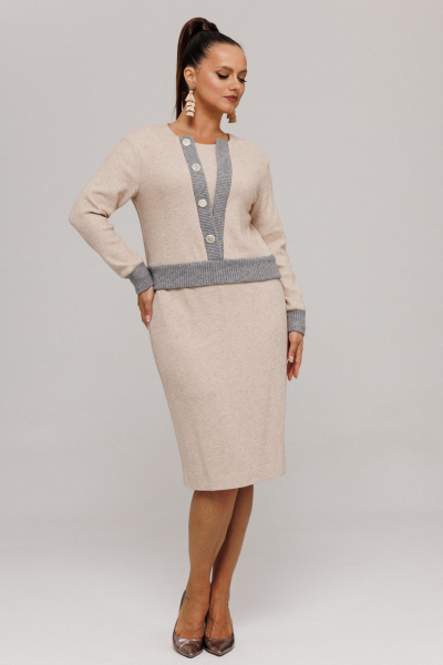 Джемпер, юбка Galean Style 996 бежевый_серый - фото 12