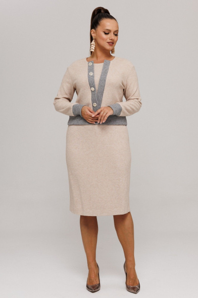 Джемпер, юбка Galean Style 996 бежевый_серый - фото 11