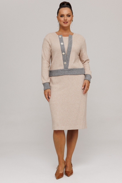 Джемпер, юбка Galean Style 996 бежевый_серый - фото 8