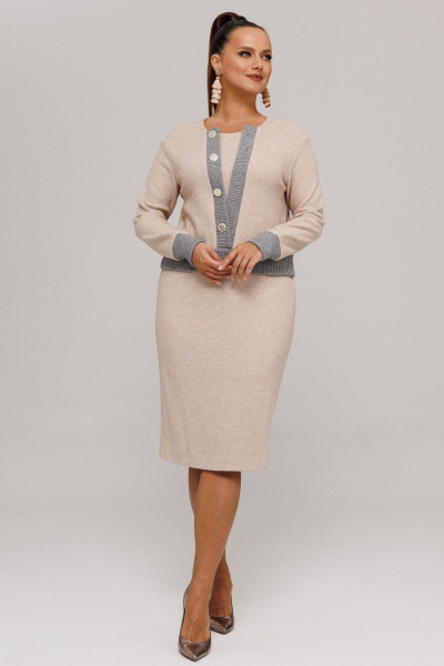 Джемпер, юбка Galean Style 996 бежевый_серый - фото 1
