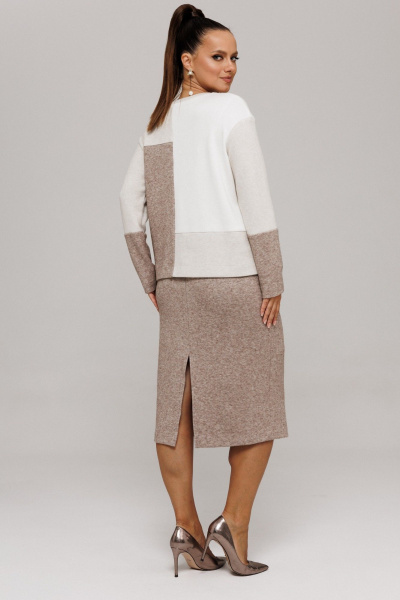 Джемпер, юбка Galean Style 997 коричневый_ бежевый - фото 15