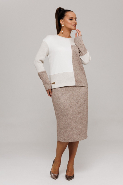 Джемпер, юбка Galean Style 997 коричневый_ бежевый - фото 12