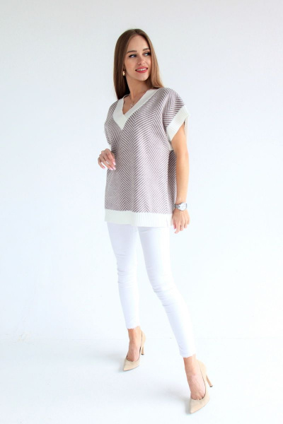 Жилет EV&ES 17 бело-кофейный - фото 2