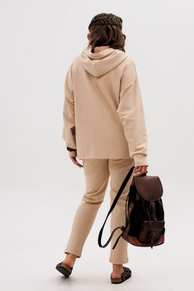 Костюм спортивный брюки худи больших размеров Anelli 1720 взбитая_карамель - фото 3