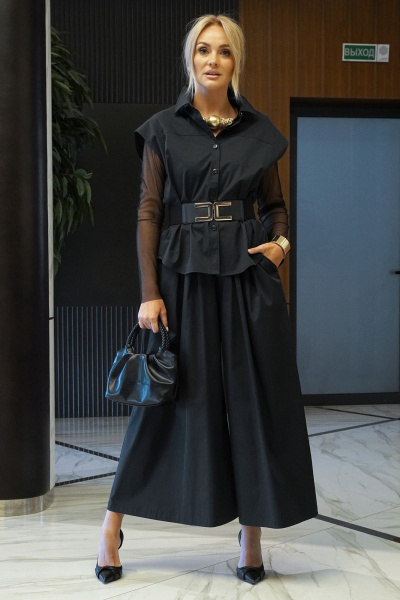 Блуза, брюки, жилет Alani Collection 2435 черный - фото 13