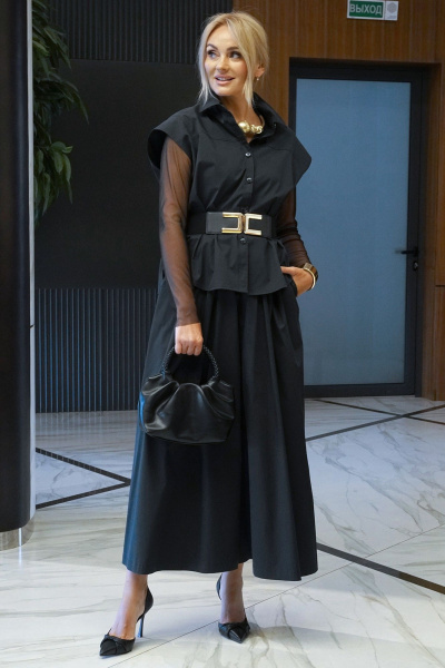 Блуза, брюки, жилет Alani Collection 2435 черный - фото 12