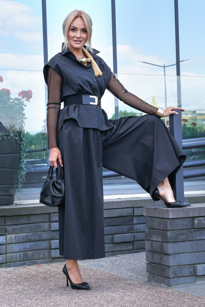 Блуза, брюки, жилет Alani Collection 2435 черный - фото 10