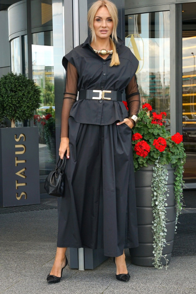 Блуза, брюки, жилет Alani Collection 2435 черный - фото 8