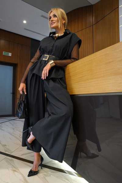 Блуза, брюки, жилет Alani Collection 2435 черный - фото 4