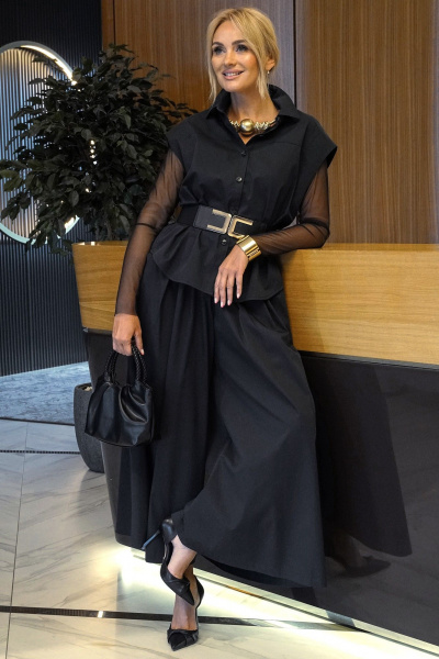 Блуза, брюки, жилет Alani Collection 2435 черный - фото 2