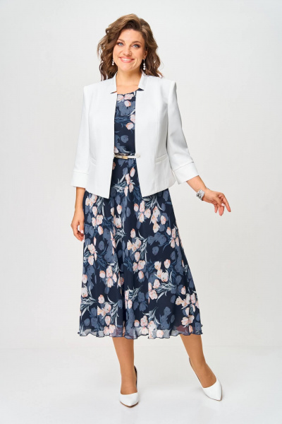 Жакет, платье Slaviaelit 531 синий+молочный - фото 8