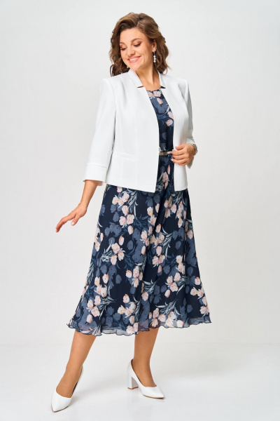 Жакет, платье Slaviaelit 531 синий+молочный - фото 2