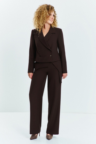 Брюки, баска, жакет Euromoda 641 коричневый - фото 1