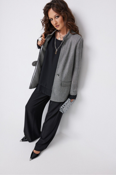 Блуза, брюки, жакет ElPaiz 1279 черный+серый - фото 2