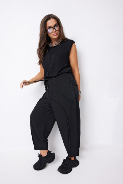 Брюки, жакет, топ ElPaiz 1287 черный+молоко - фото 3